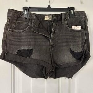 Free people Romeo rolled cuff shorts, black distressed shorts